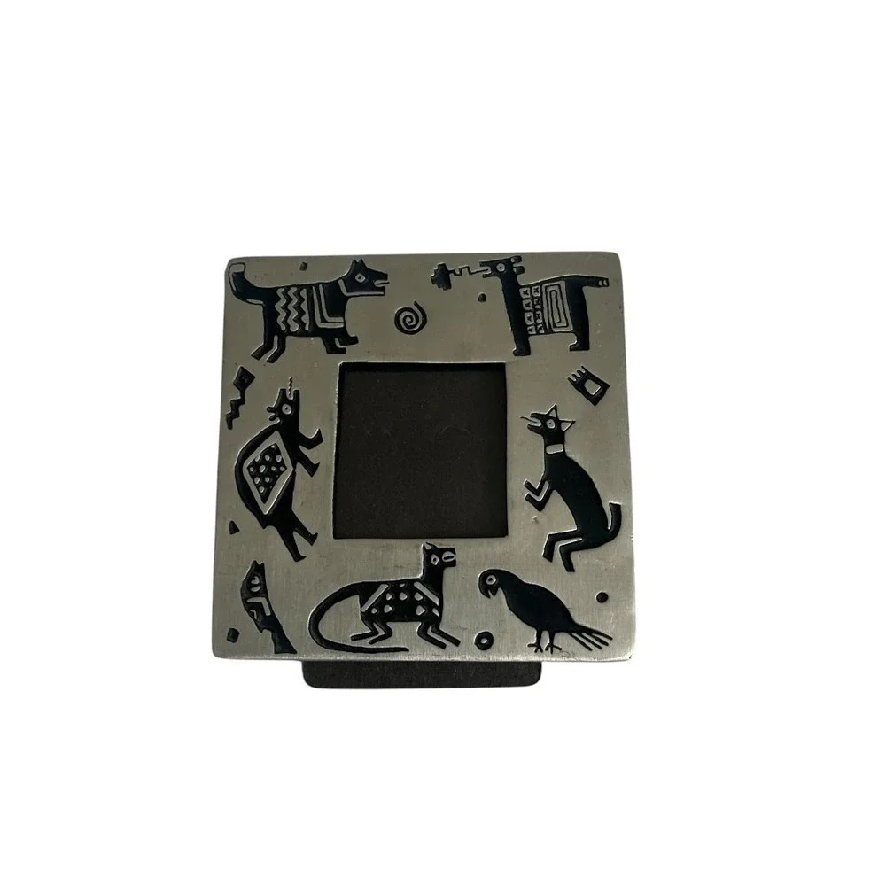 Vintage Alice Seely Pewter Picture Frame‎ Southwestern Petroglyph Animal 2000